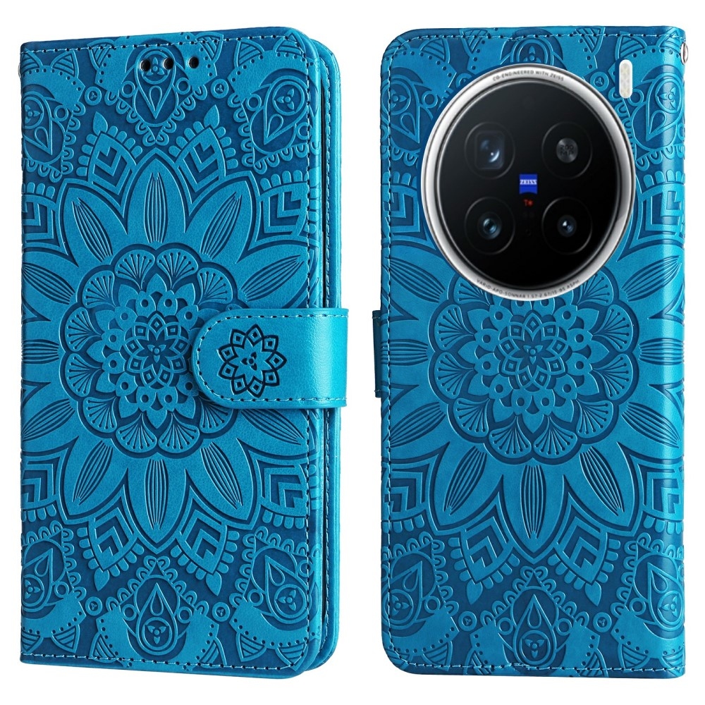 Napraforgó könyv tok a Vivo X200 Pro 5G készülékhez - kék