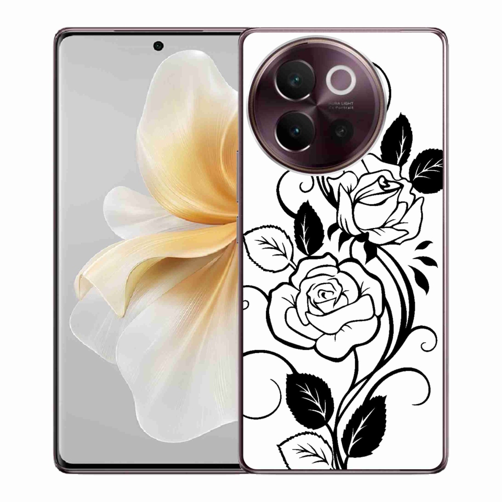 Gél borítás mmCase a Vivo V40 Lite 5G-n - fekete és fehér rózsa