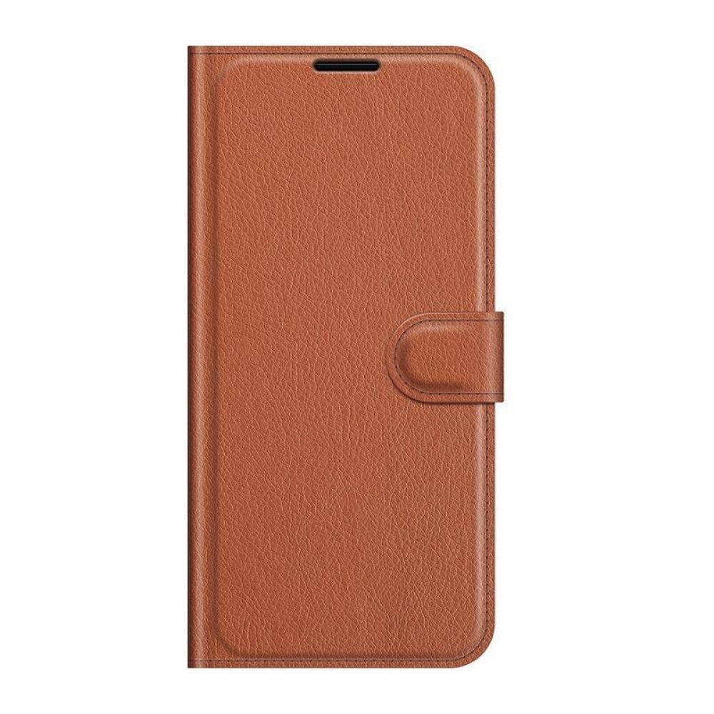 Litchi PU bőr pénztárca tok Samsung Galaxy S21 FE 5G számára - barna