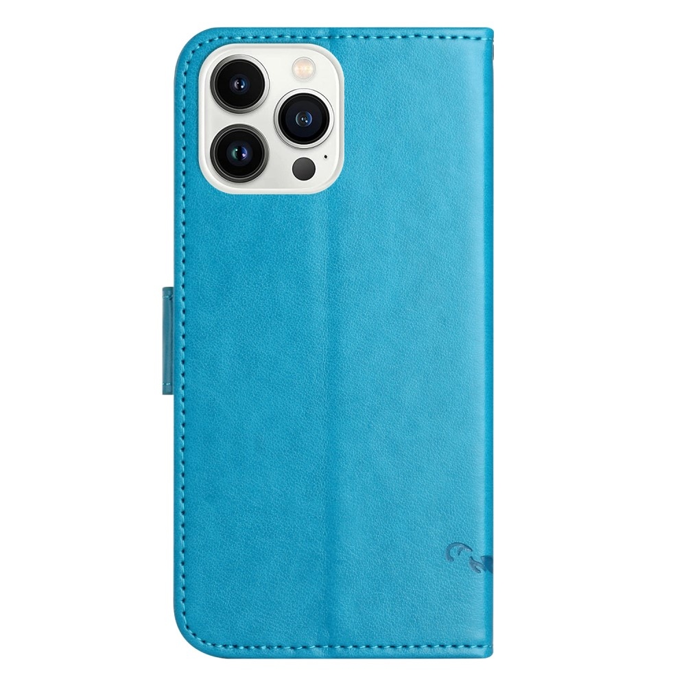 Virágos könyv tok iPhone 16 Pro Max készülékhez - kék
