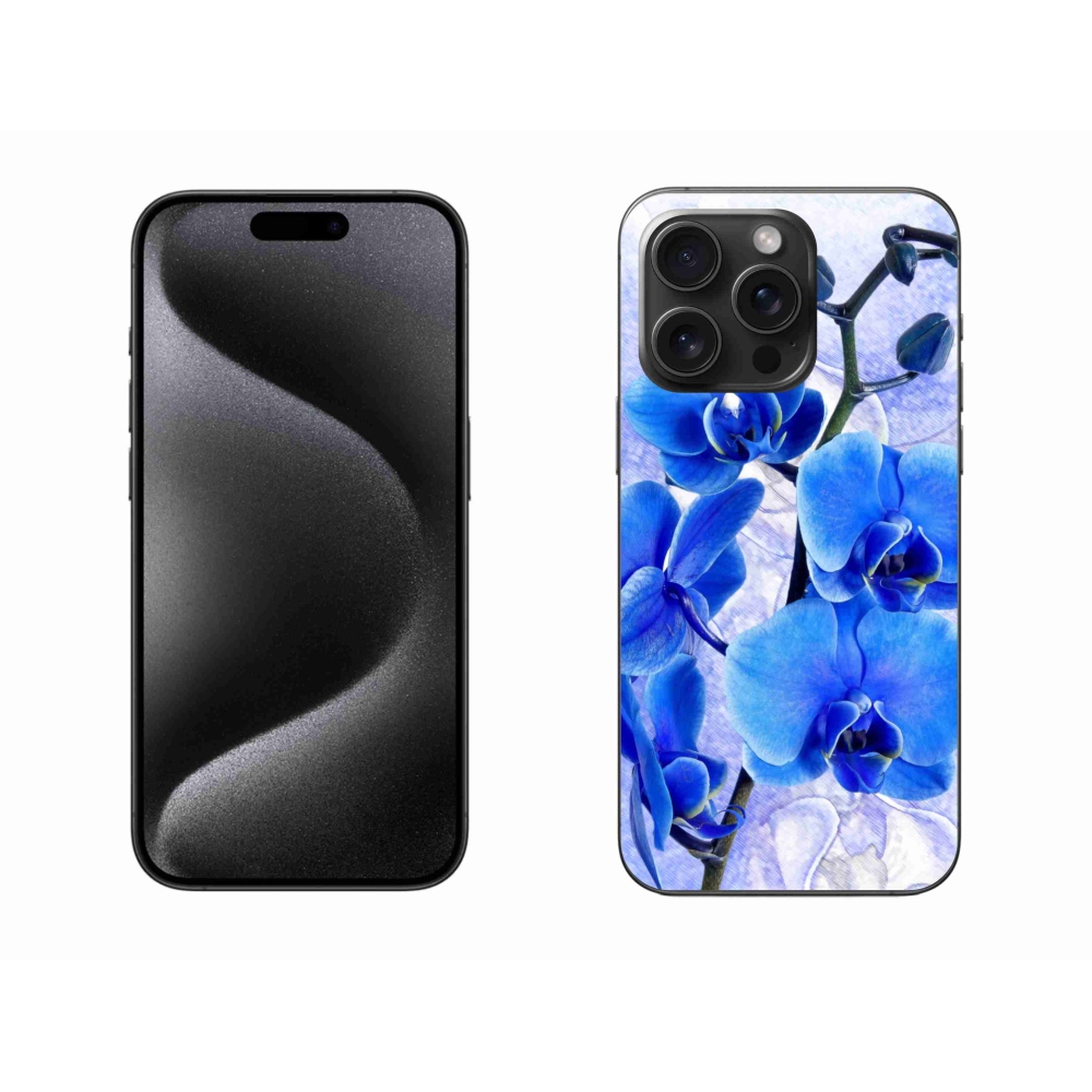 Zselés borítás mmCase iPhone 15 Pro Max készülékhez - kék virágok