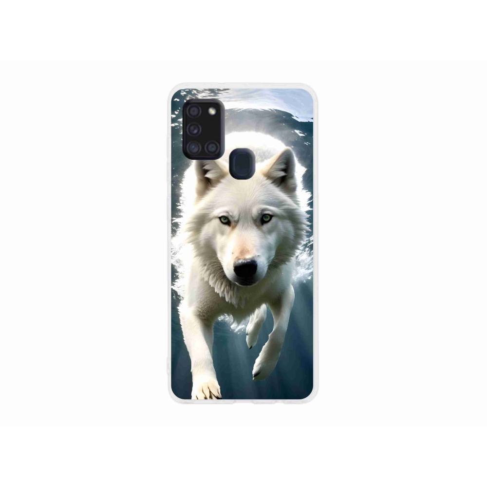 Gél védőhuzat mmCase Samsung Galaxy A21s készülékhez - fehér farkas