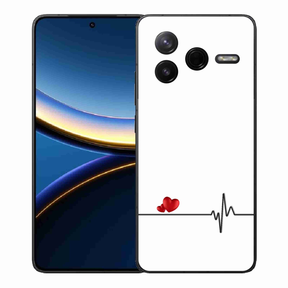 Gél borító mmCase a Xiaomi Poco F7 Pro számára - szív és szívverés fehér háttérrel