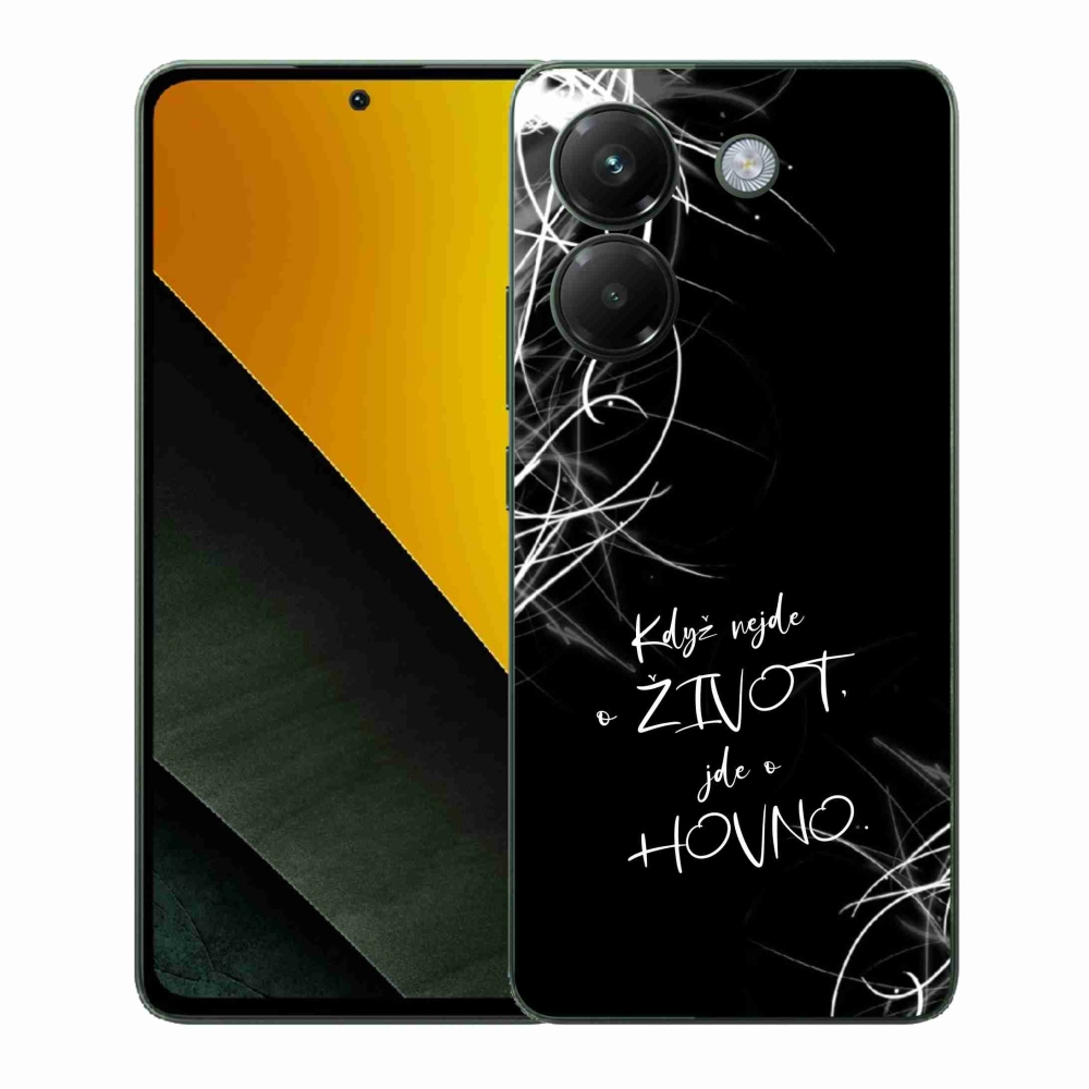 Gél borító mmCase a Xiaomi Poco M7 Pro 5G számára - vicces szöveg 16 fekete háttér