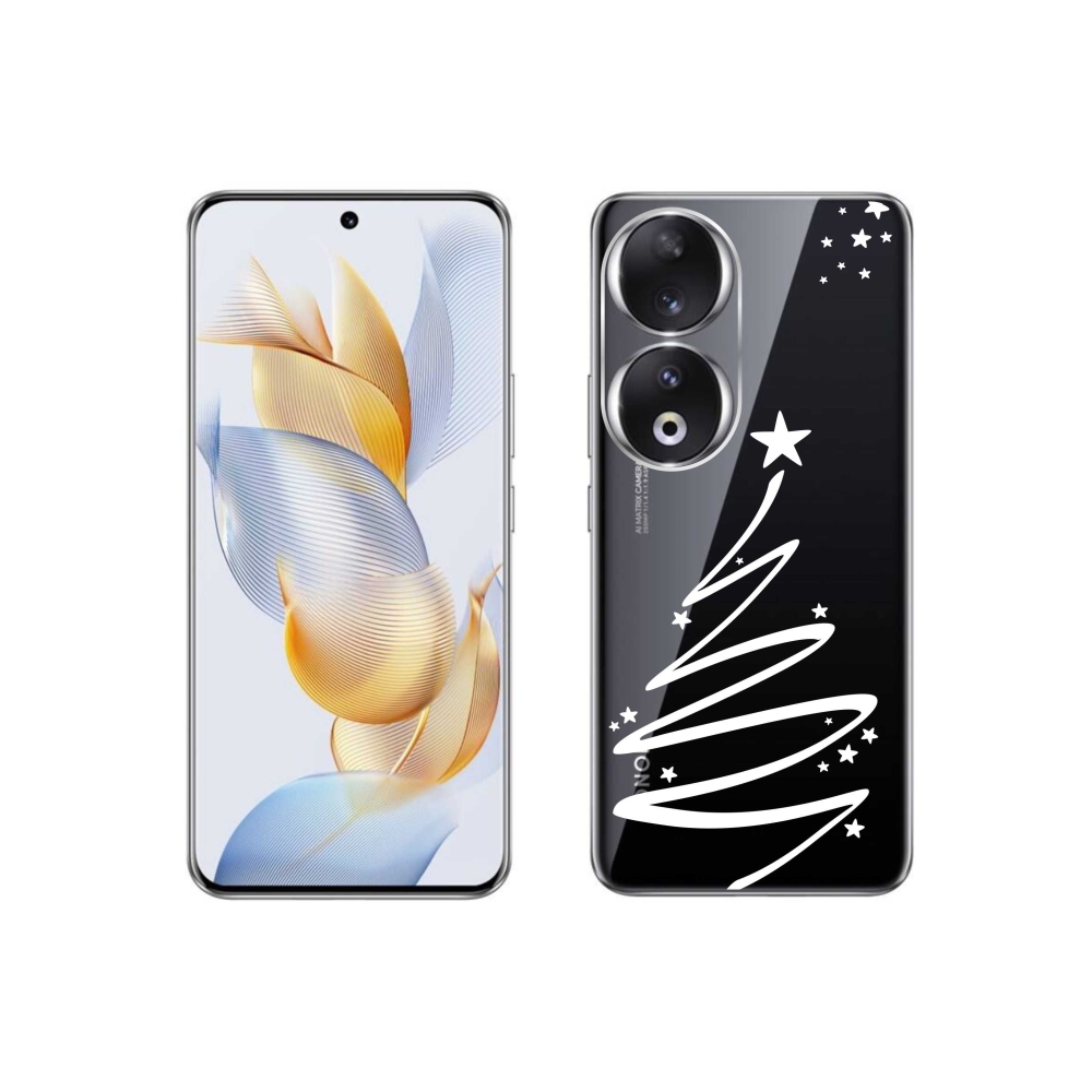 Zselés borító mmCase a Honor 90-hez - fehér fa átlátszó háttéren