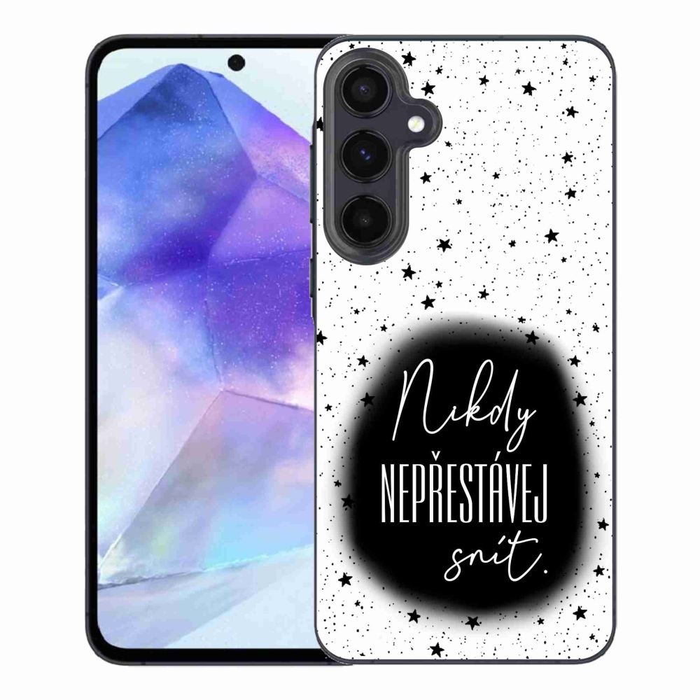 Gél borítás mmCase Samsung Galaxy A55 5G - idézet 1 fekete és fehér háttérrel