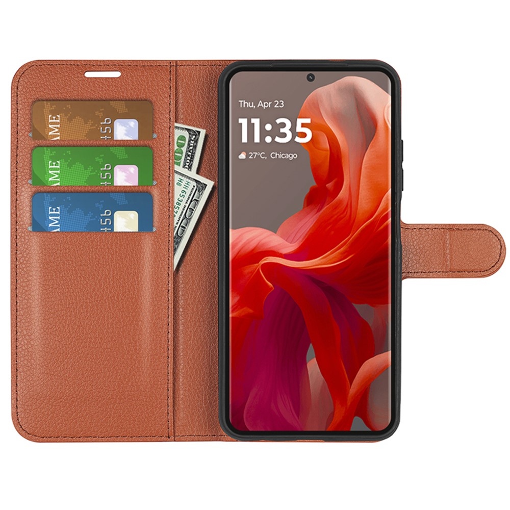 Litchi könyv tok a Motorola Moto G85 5G-hez - barna színű