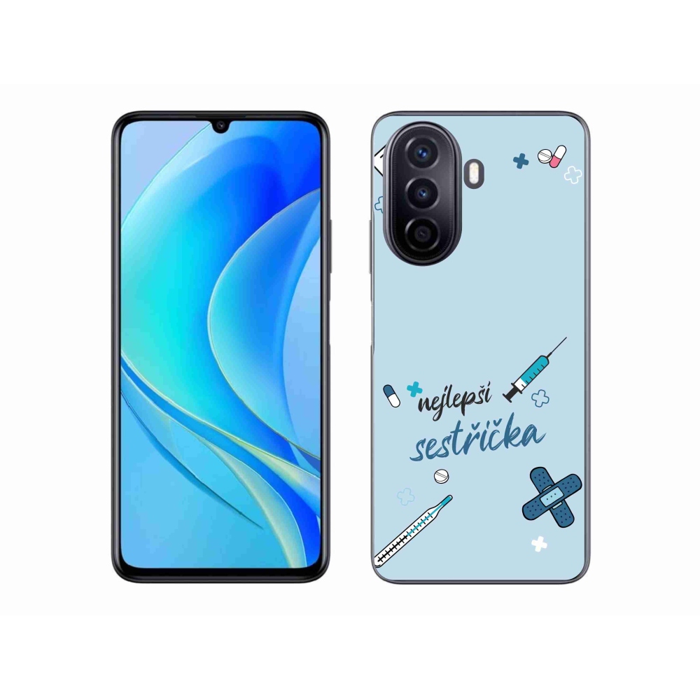 Gél borító mmCase a Huawei Nova Y70-en - legjobb kishúg kék háttérrel