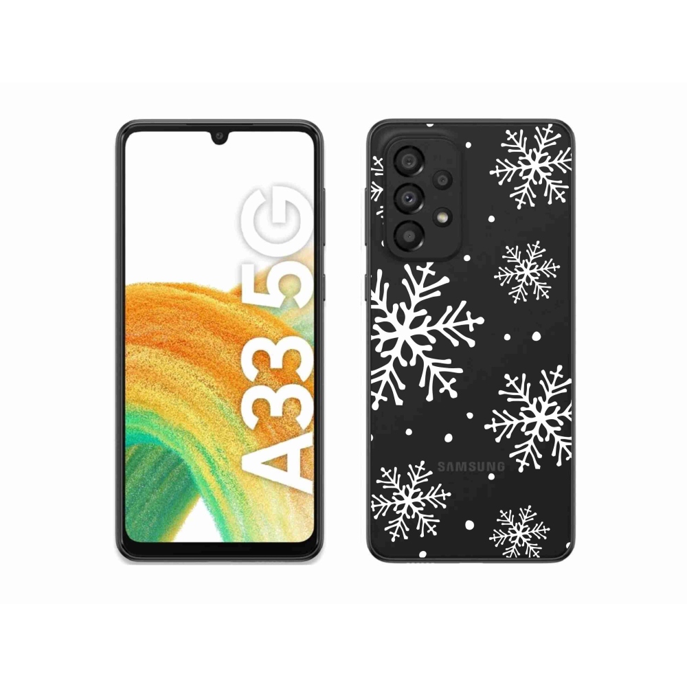 Zselés borítás mmCase Samsung Galaxy A33 5G készülékhez - fehér pelyhek átlátszó háttéren