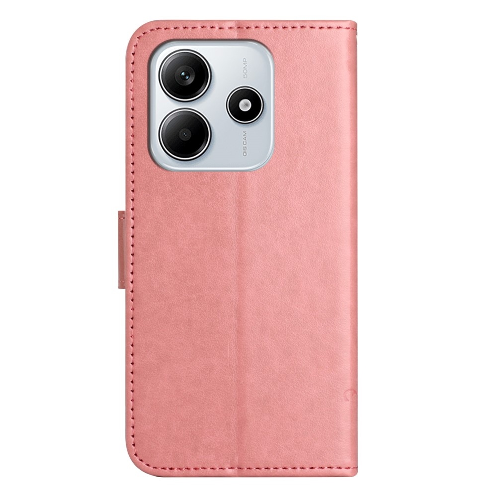 Virágos könyvtáska Xiaomi Redmi Note 14 5G - rózsaszínű