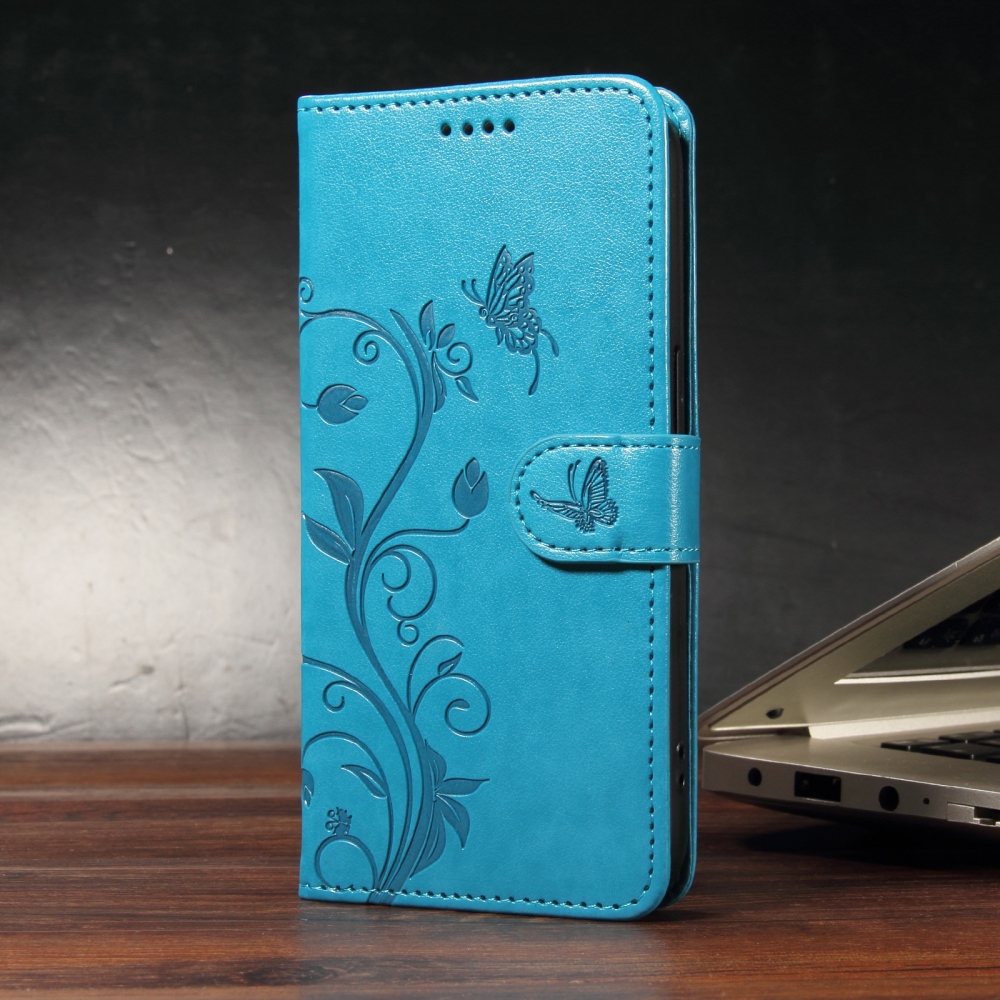 Virágok könyv tok Xiaomi Redmi 15C 4G/5G (173mm) - kék