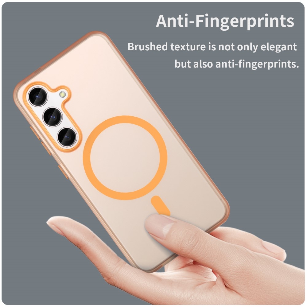 Frost zselés tok MagSafe támogatással Samsung Galaxy S24+/S25+ készülékhez - narancssárga színben