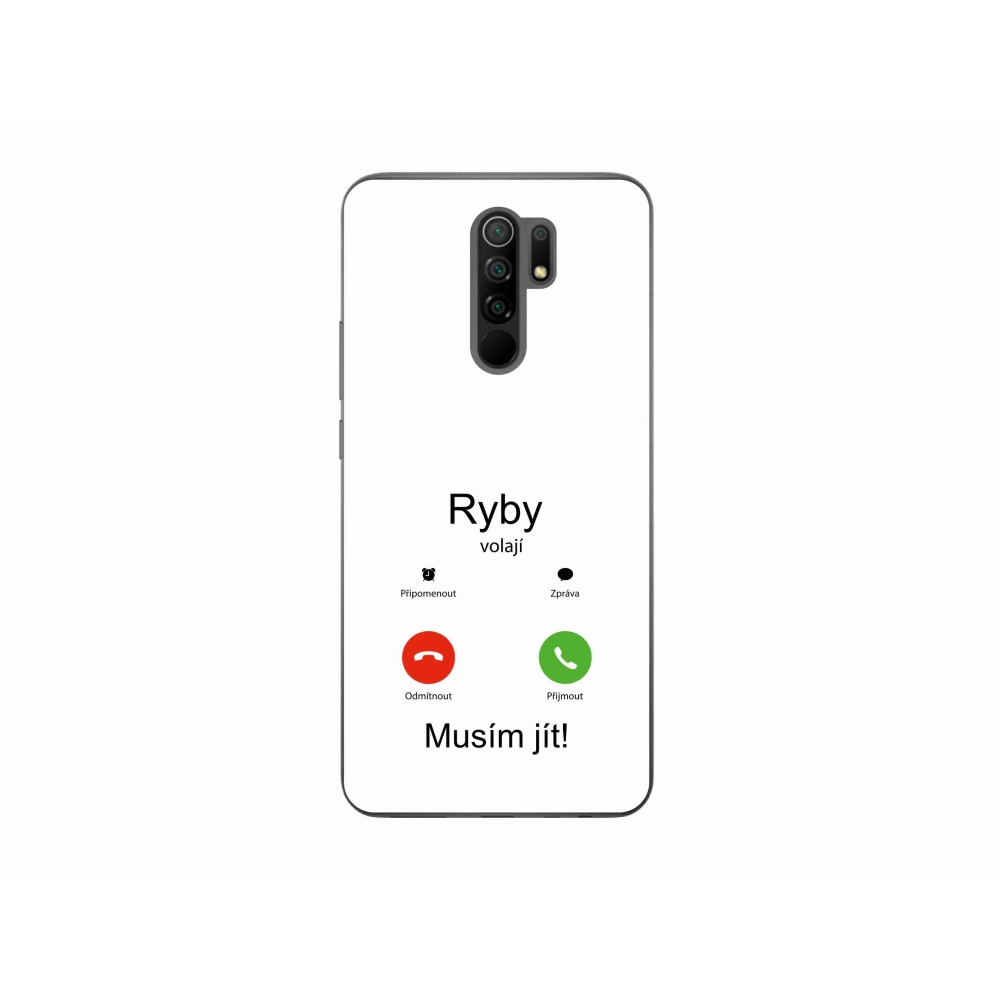 Gél borító mmCase a Xiaomi Redmi 9-hez - hal hívás fehér háttérrel