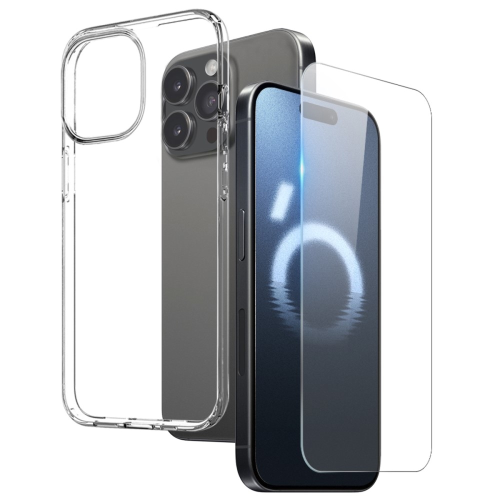 NORTHJO átlátszó zselés tok + edzett üveg iPhone 16 Pro Max készülékhez - átlátszó