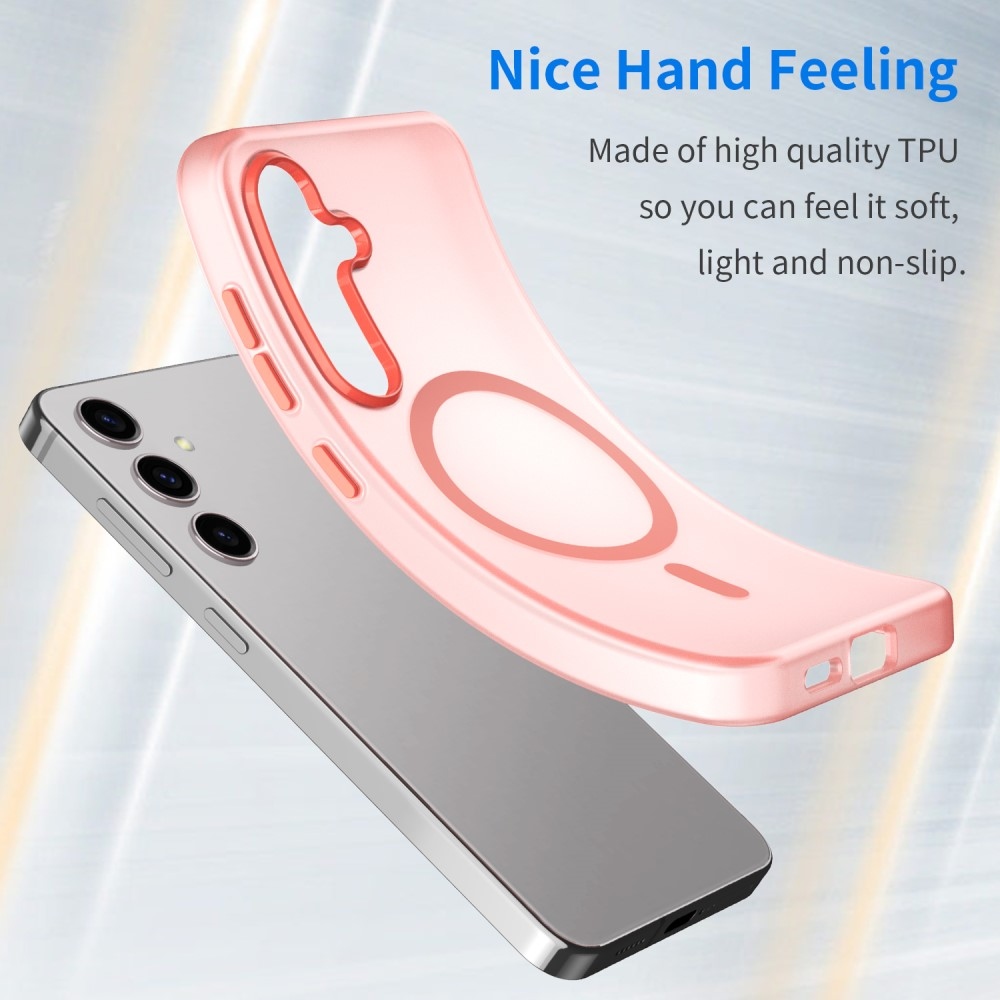 Frost zselés tok MagSafe támogatással Samsung Galaxy S24+/S25+ készülékhez - piros színű