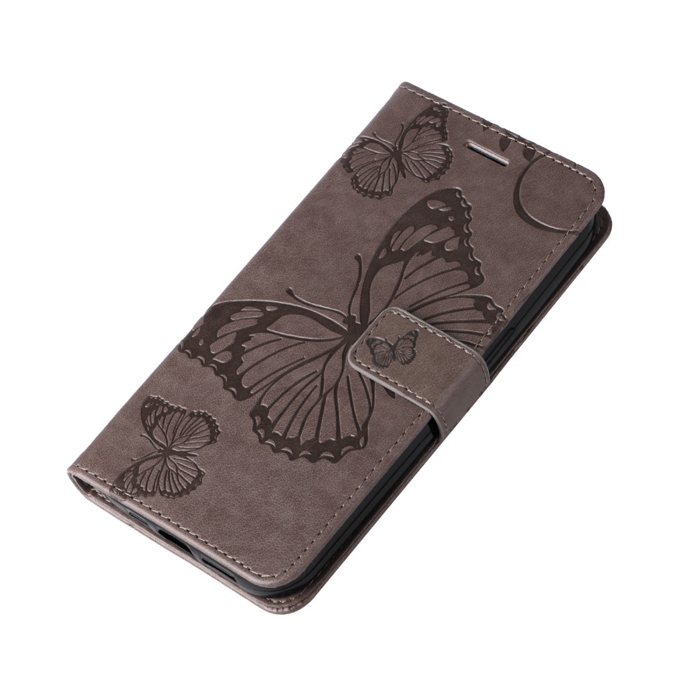 Nagy pillangó könyv tok Xiaomi Redmi 14C/Poco C75 - szürke