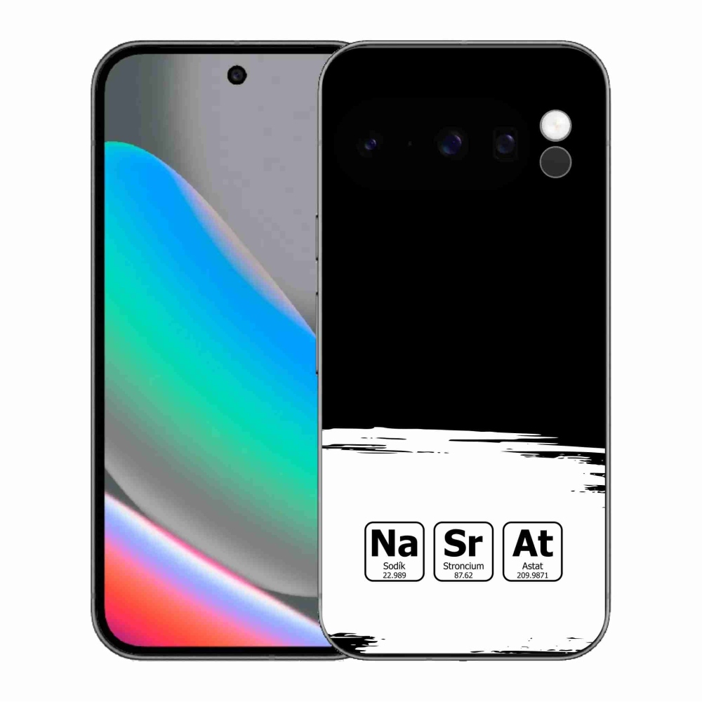 Gél borítás mmCase a Google Pixel 10 Pro - kémiai elemek fehér és fekete háttérrel