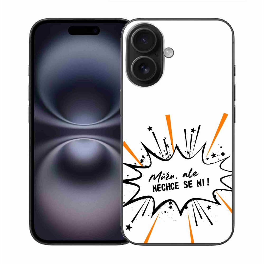 Gél borító mmCase iPhone 16-hoz - vicces szöveg 11 fehér háttér