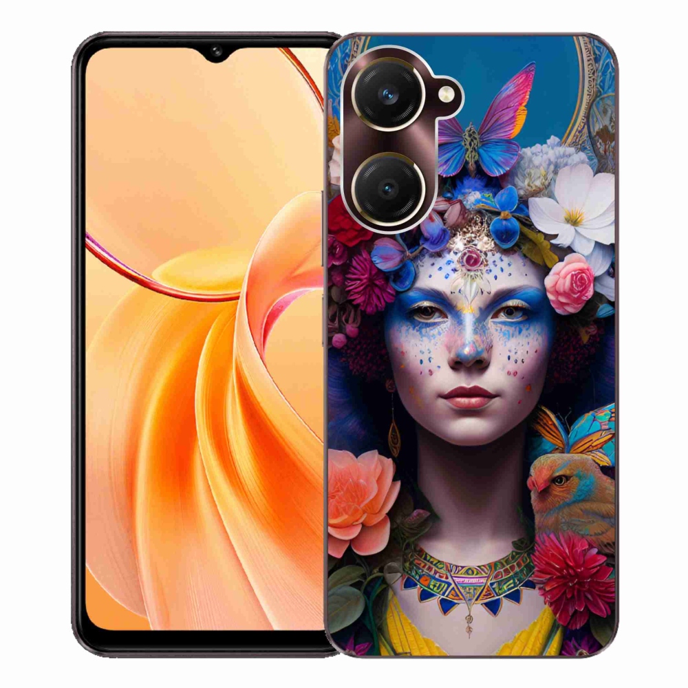 Gél borító mmCase a Vivo Y28s 5G-hez - nő virágokkal