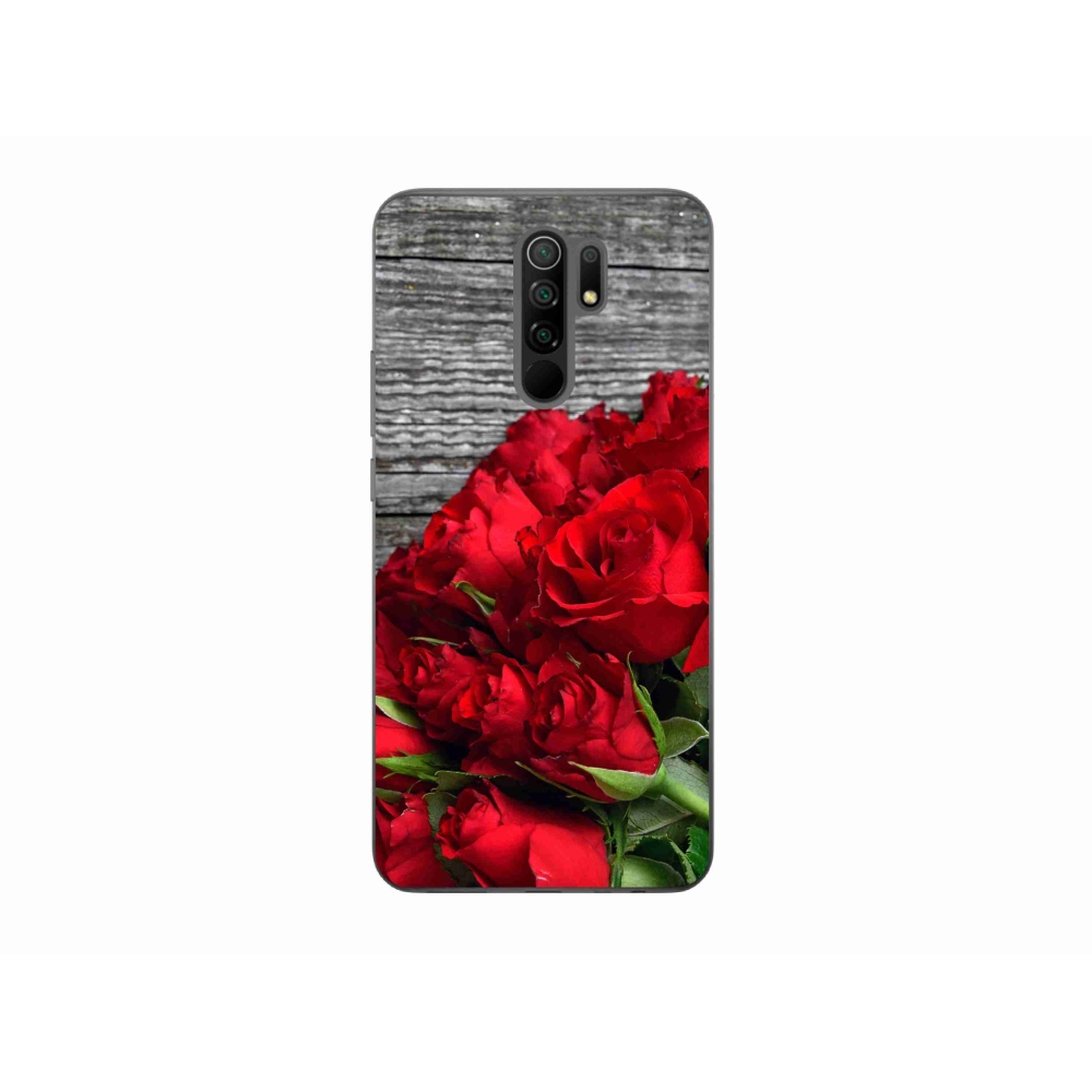 Gél borítás mmCase a Xiaomi Redmi 9-hez - piros rózsa