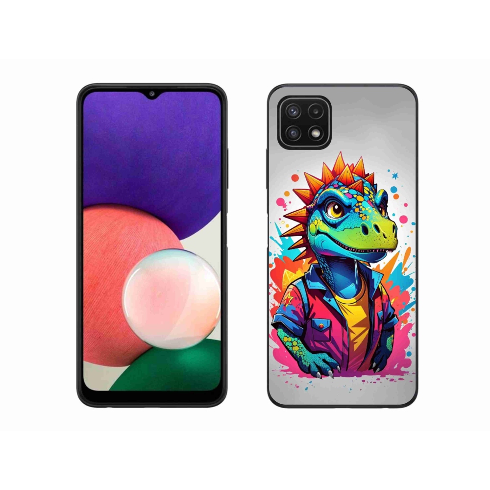 Zselés borítás mmCase Samsung Galaxy A22 5G - színes dinoszauruszhoz