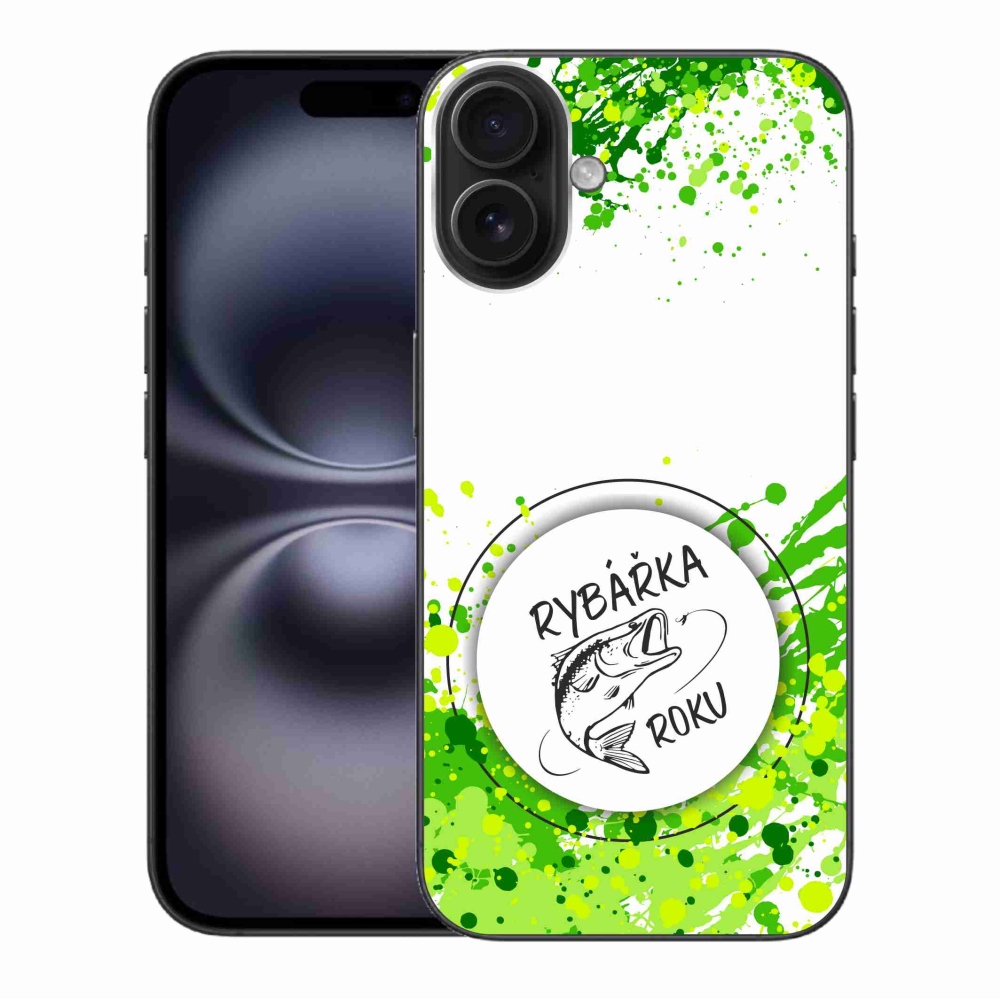 Zselés borítás mmCase iPhone 16 Plus készülékhez - Az év horgásza fehér háttérrel