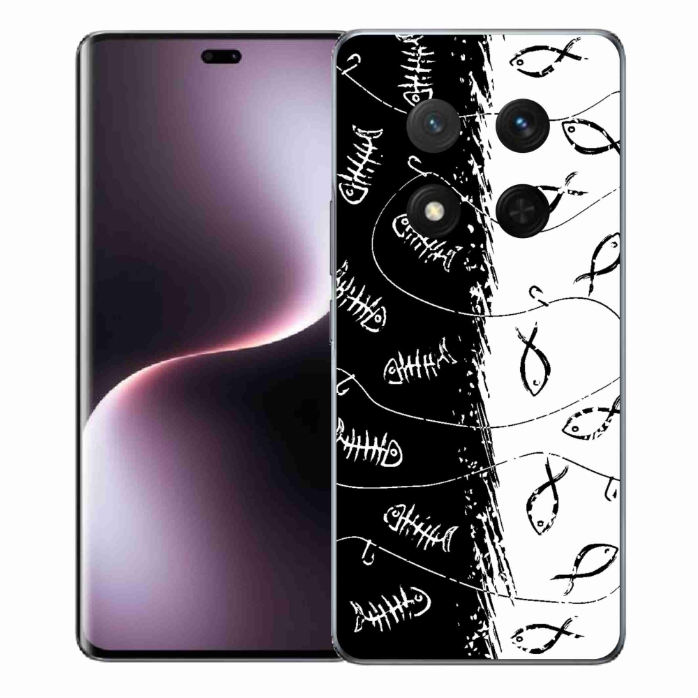 Zselés borítás mmCase a Honor Magic 7 Lite 5G számára - csontvázak és halak