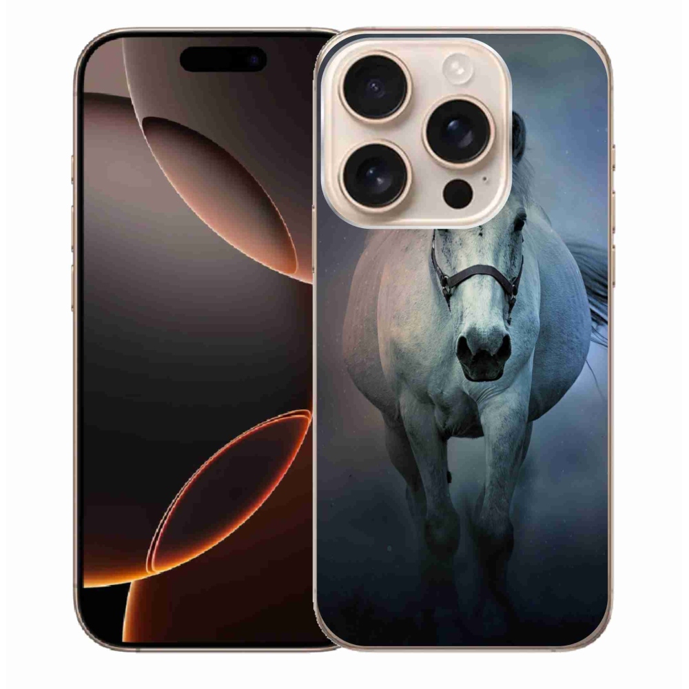 Gél tok mmCase iPhone 16 Pro Max készülékhez - futó fehér ló