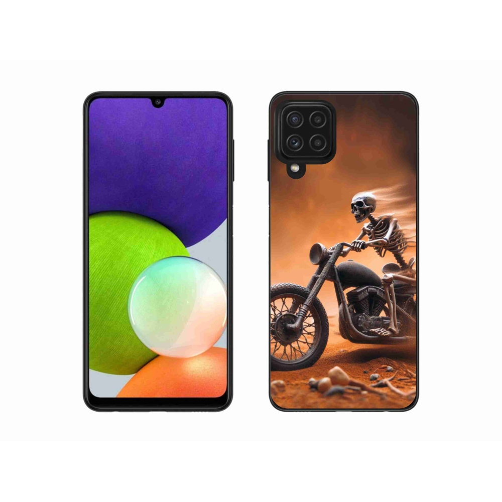 Zselés borítás mmCase Samsung Galaxy A22 4G - csontváz egy motorkerékpáron