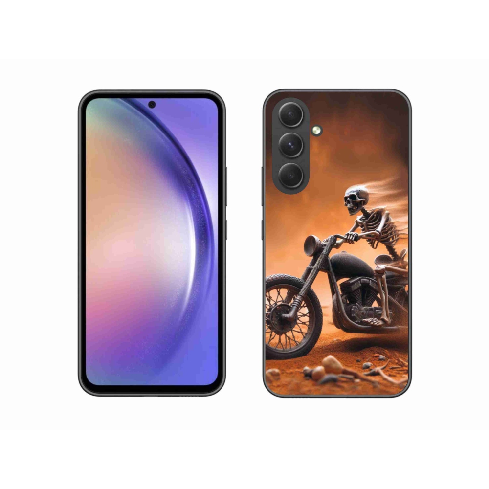 Zselés borítás mmCase Samsung Galaxy A54 5G - csontváz egy motorkerékpáron
