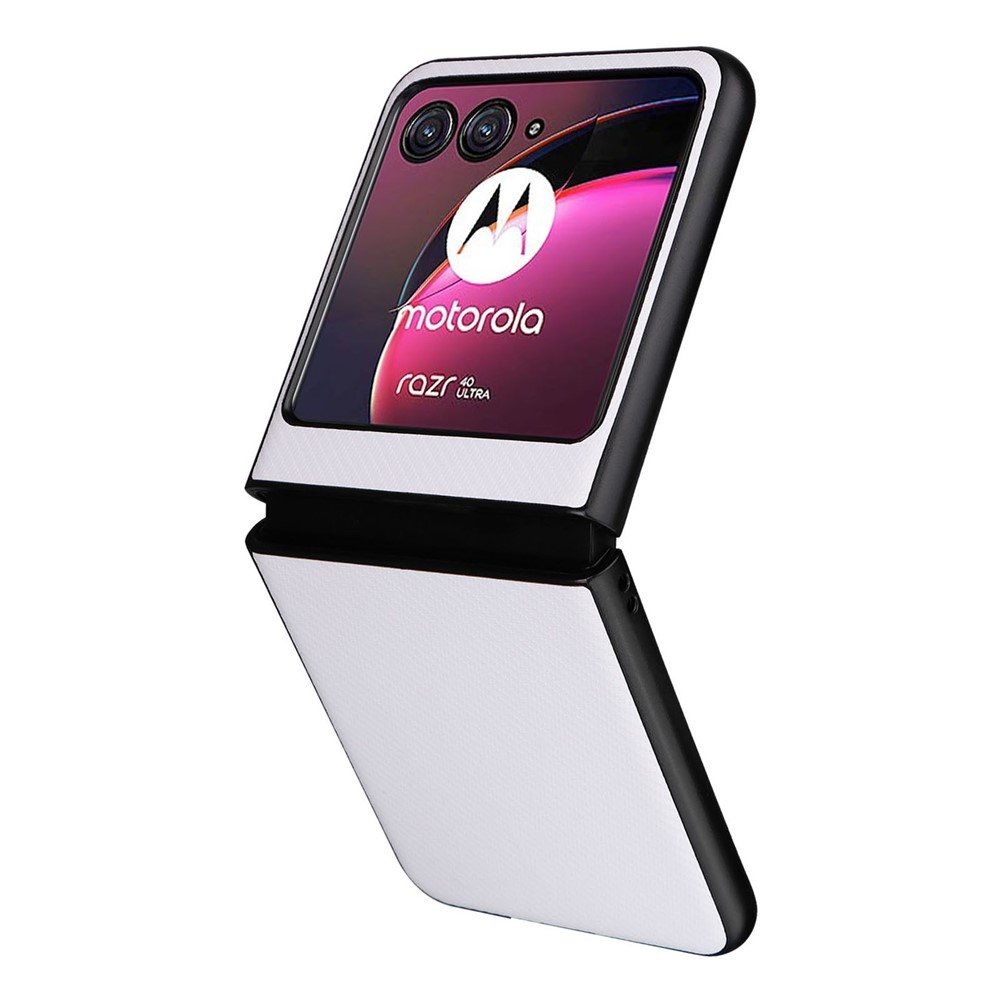 Textúrás műanyag borítás műbőrrel a Motorola Razr 40 Ultra 5G készülékre - fehér