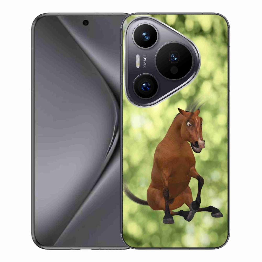 Zselés borítás mmCase a Huawei Pura 70 Pro készülékhez - barna rajzfilm ló 1