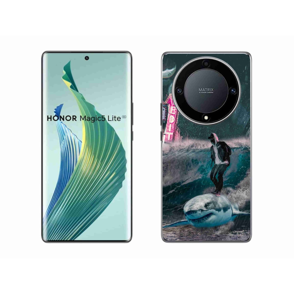 Zselés borítás mmCase a Honor Magic 5 Lite 5G számára - cápa