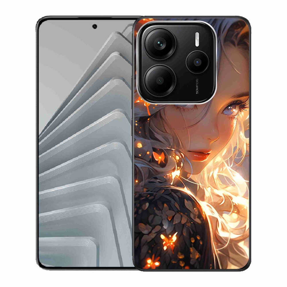 Gél borító mmCase a Xiaomi Redmi Note 14 5G-hez - lány és pillangók