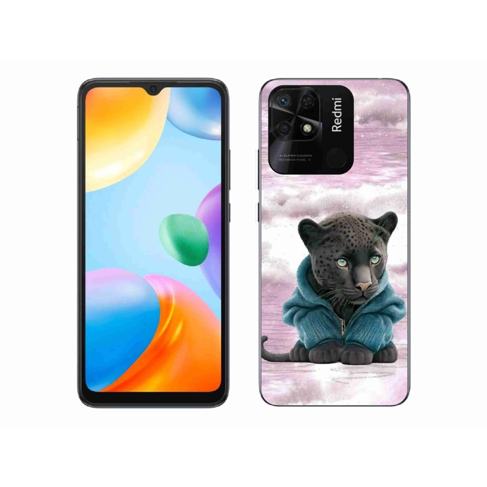 Gél borítás mmCase a Xiaomi Redmi 10C-hez - fekete párduc pulóverben