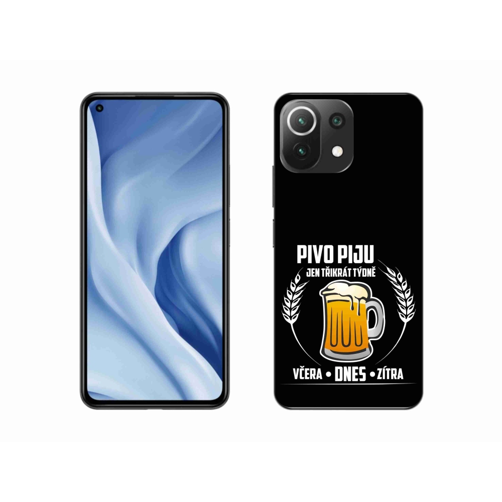 Gél borítás mmCase a Xiaomi 11 Lite 5G NE számára - sör motívum fekete háttérrel