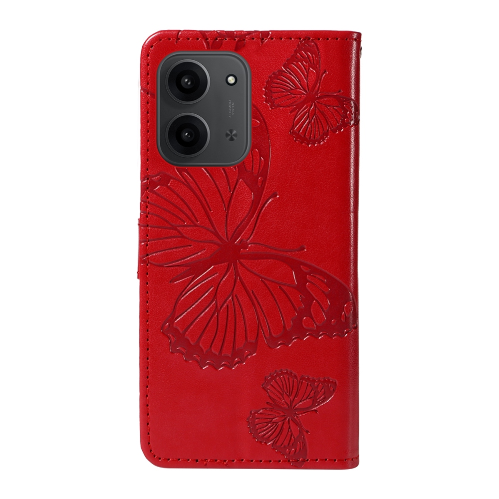Nagy pillangó könyv tok a Xiaomi Redmi 15C 4G/5G (173mm) - piros