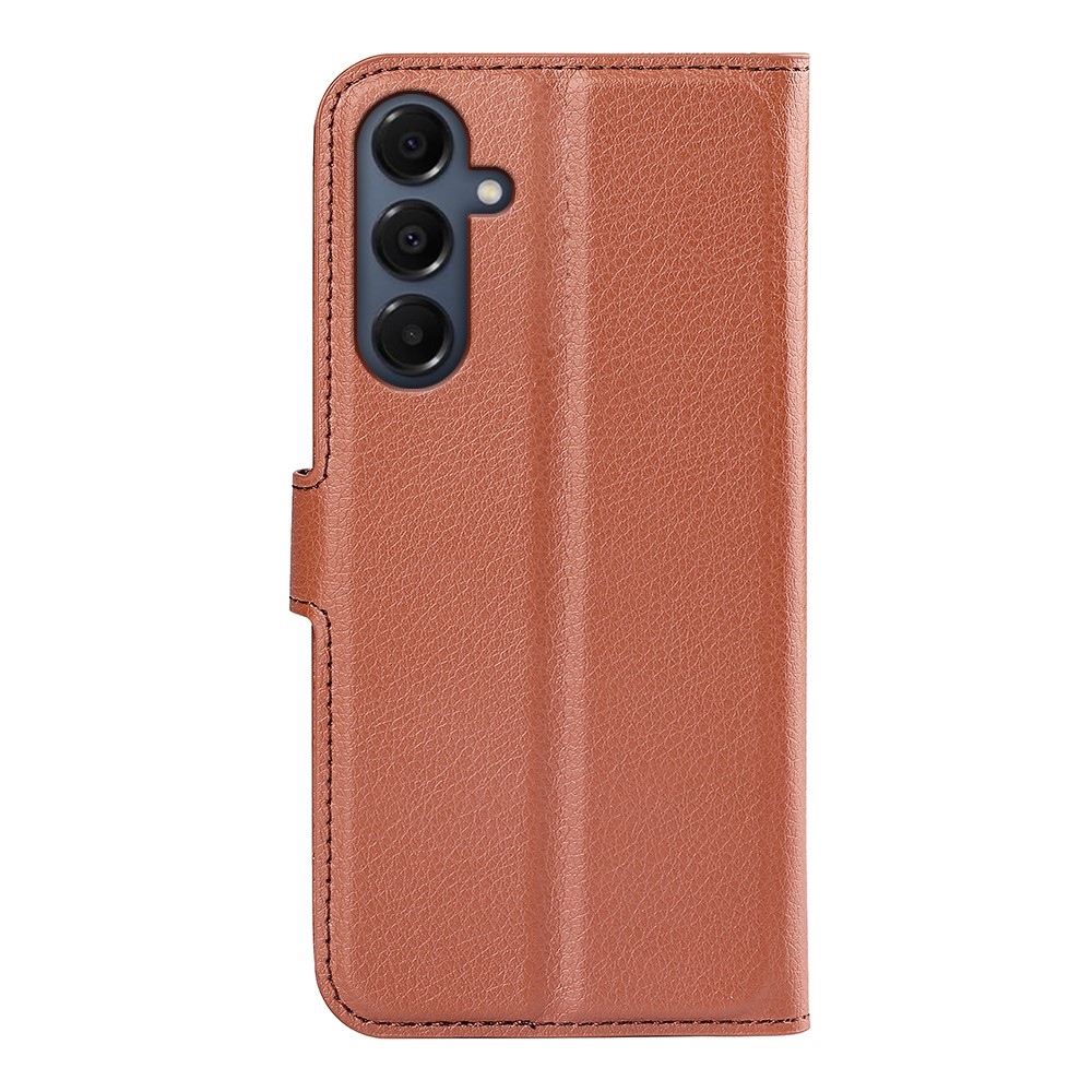 Litchi könyv tok Samsung Galaxy A17 5G-hez - barna