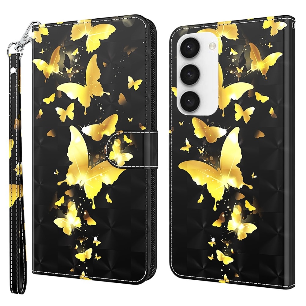 Nyomtatott könyv tok Samsung Galaxy S24 készülékhez - arany pillangók