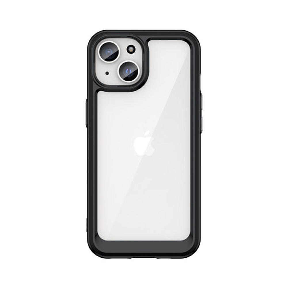Gél tok fix hátlappal iPhone 15 készülékhez - fekete