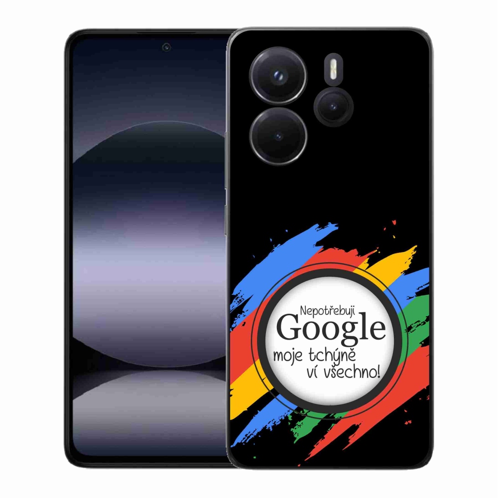 Gél borító mmCase a Xiaomi Redmi Note 14 - anyós mindent tud fekete háttérrel