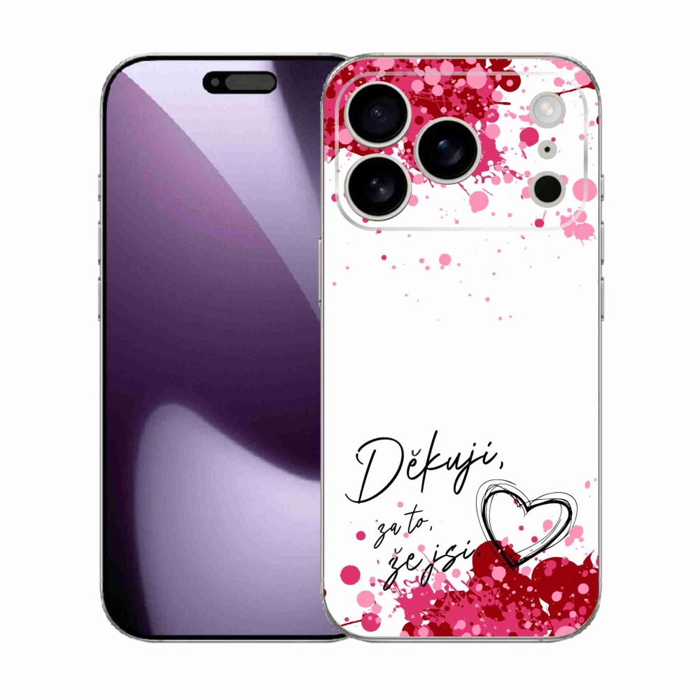 Gél borítás mmCase iPhone 17 Pro készülékhez - szerelmes szöveg 2 fehér háttér