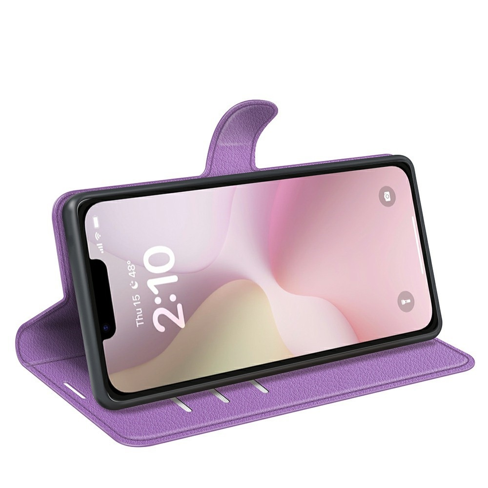 Litchi könyvtáska iPhone 16e készülékhez - lila