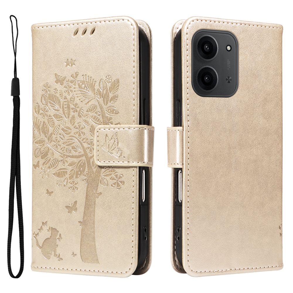 Fák könyv tok Xiaomi Redmi 15C 4G/5G (173mm) - arany színű