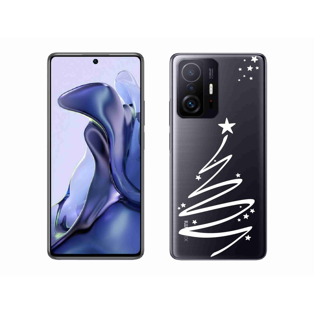 Gél borítás mmCase a Xiaomi 11T Pro számára - fehér fa átlátszó háttéren
