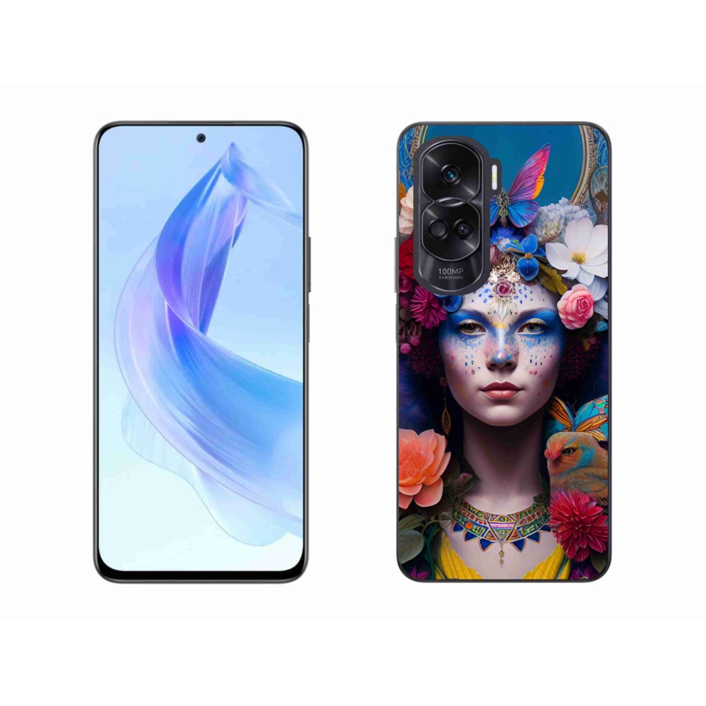 Gél borító mmCase a Honor 90 Lite-hoz - nő virágokkal