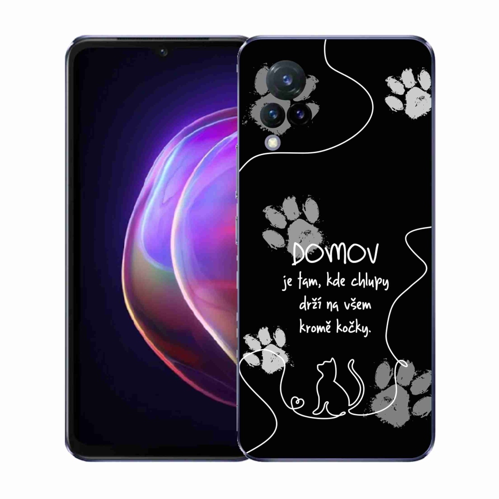 Gél borító mmCase a Vivo V21 4G/5G készülékhez - macska motívum fekete háttérrel