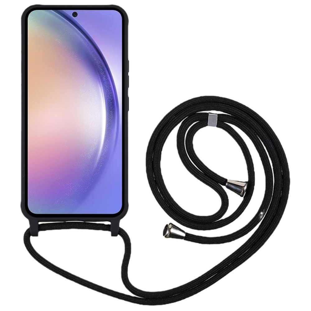 Zsinórral ellátott zselés tok Samsung Galaxy S25+ készülékhez - fekete
