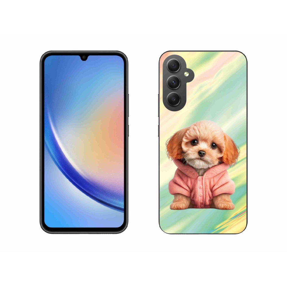 Gél borítás mmCase Samsung Galaxy A34 5G - pulóveres kiskutya Samsung Galaxy A34 5G-hez