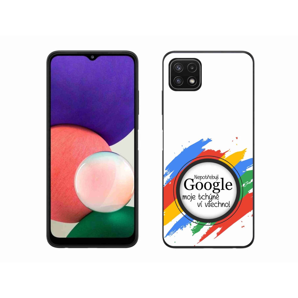 Gél borító mmCase Samsung Galaxy A22 5G - anyós tudja, minden fehér háttérrel